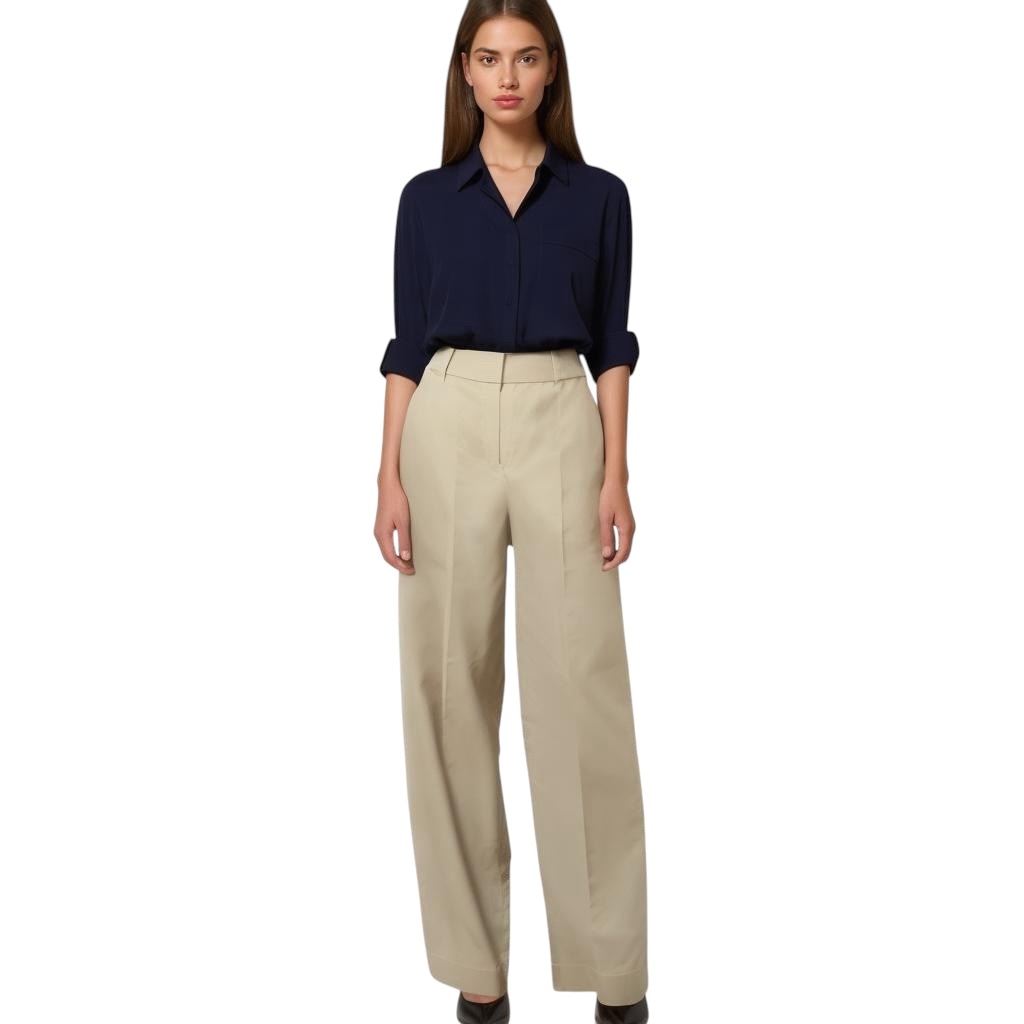 Ann Taylor Dress Pants Womens 10 Tan Wide Leg Trousers Career Office Flat Front