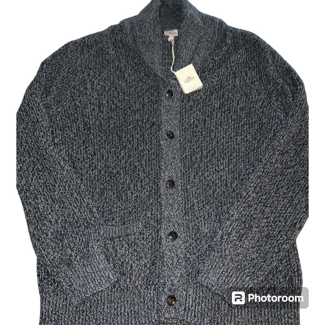 Faherty Marled Shawl Cardigan Sweater Mens Size XXL Gray Cotton Cashmere 198