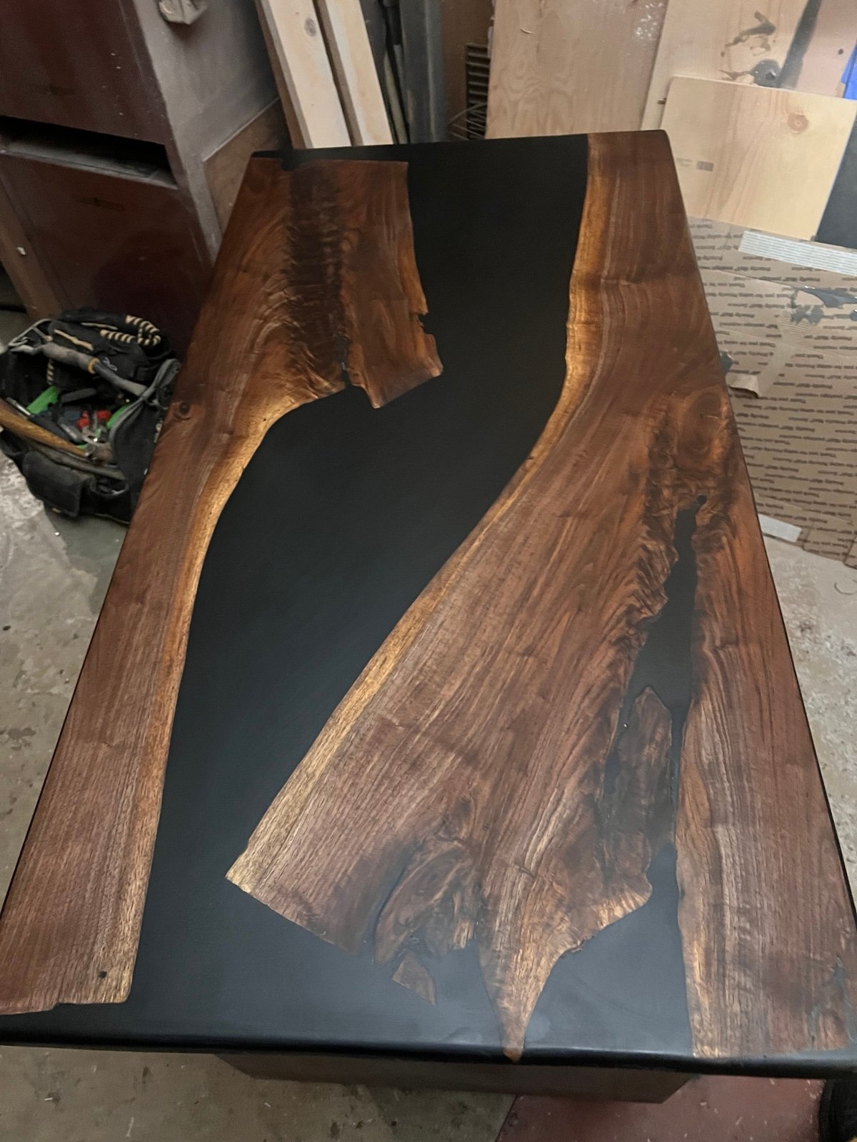 Epoxy River table black walnut