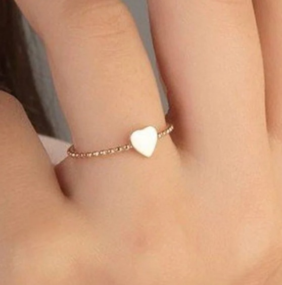 18K gold plated oval diamoHeart 14k Gold shops Ring
