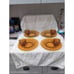 Indiana Glass Kings Crown Thumbprint Amber Yellow Coffee & Snack Plate, Set Of 4