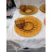 Indiana Glass Kings Crown Thumbprint Amber Yellow Coffee & Snack Plate, Set Of 4