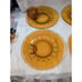 Indiana Glass Kings Crown Thumbprint Amber Yellow Coffee & Snack Plate, Set Of 4