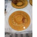 Indiana Glass Kings Crown Thumbprint Amber Yellow Coffee & Snack Plate, Set Of 4