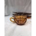 Indiana Glass Kings Crown Thumbprint Amber Yellow Coffee & Snack Plate, Set Of 4