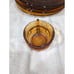Indiana Glass Kings Crown Thumbprint Amber Yellow Coffee & Snack Plate, Set Of 4
