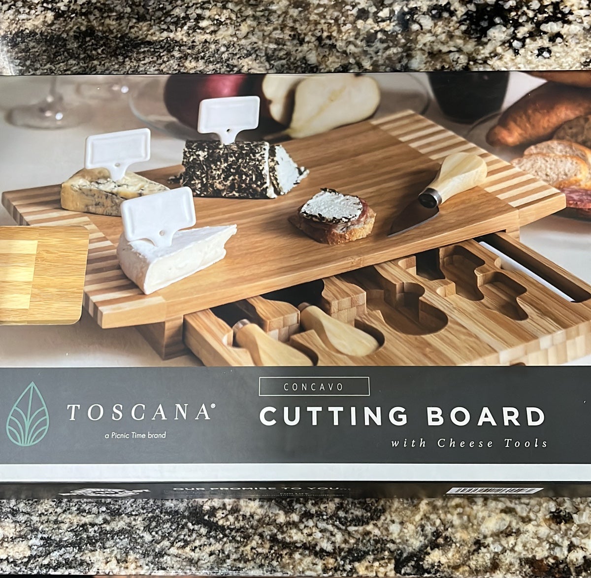 Cutting Board with Cheese Tools