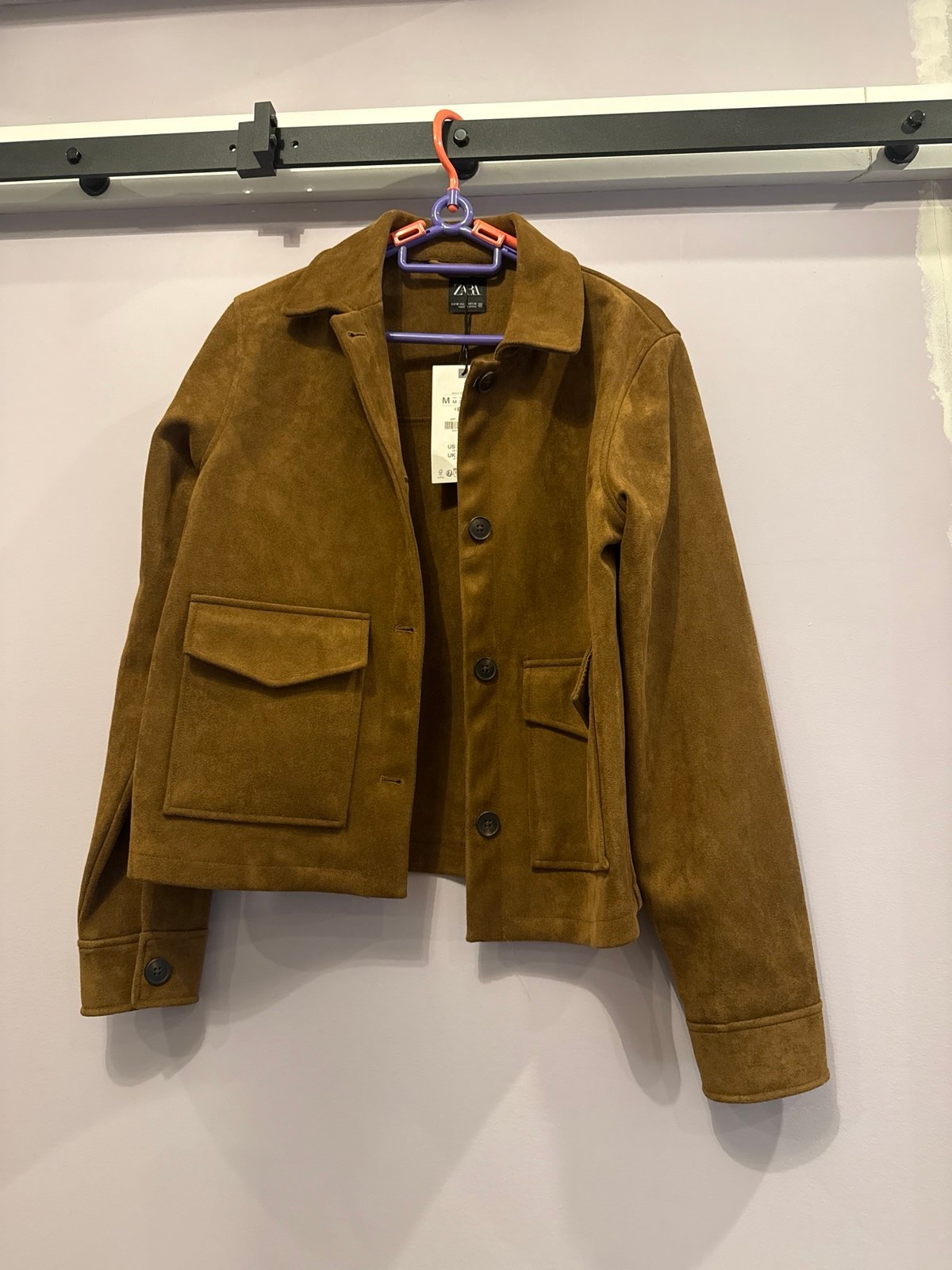 Zara suede jacket with pockets