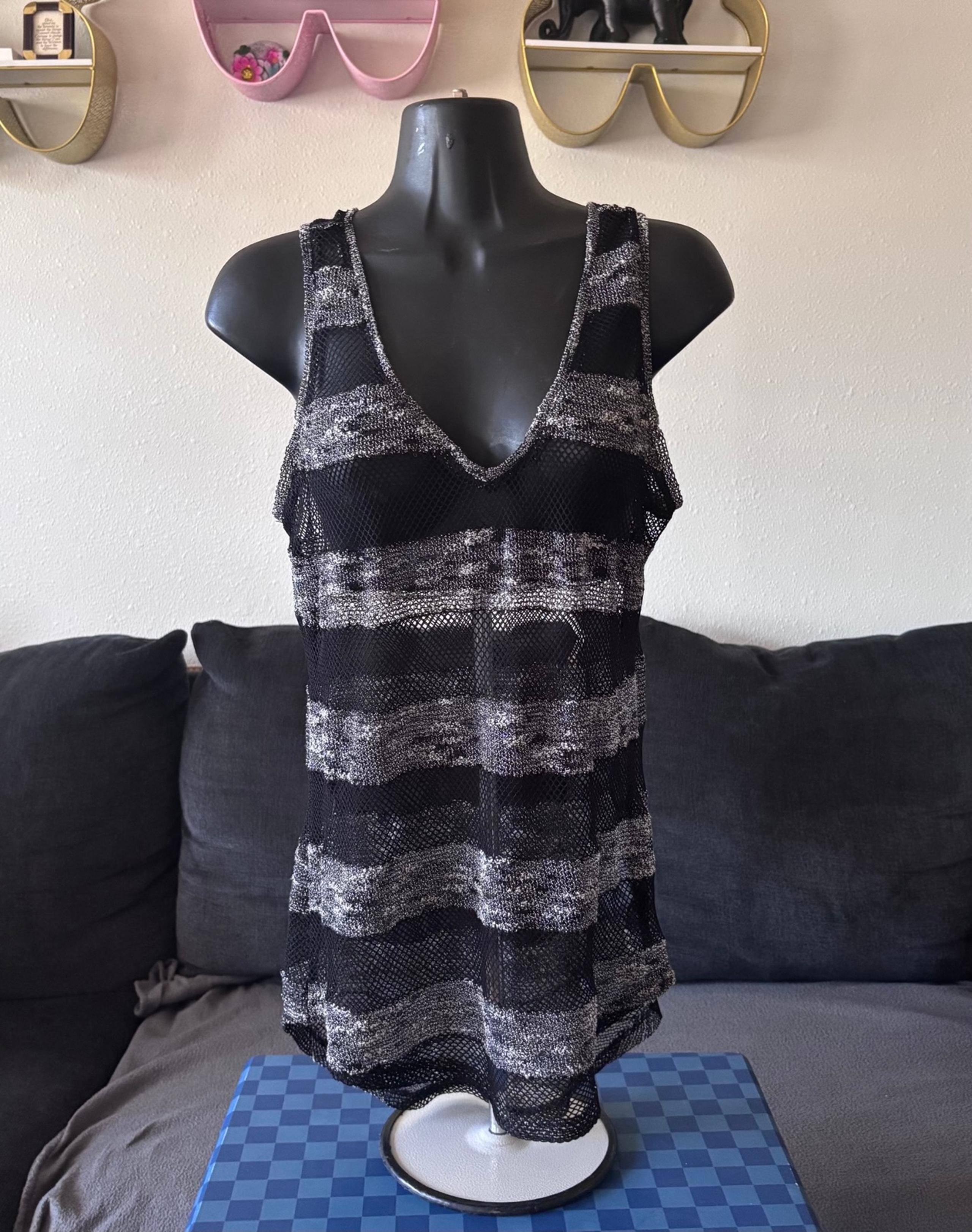 Guess Striped Fishnet Long Tank Top