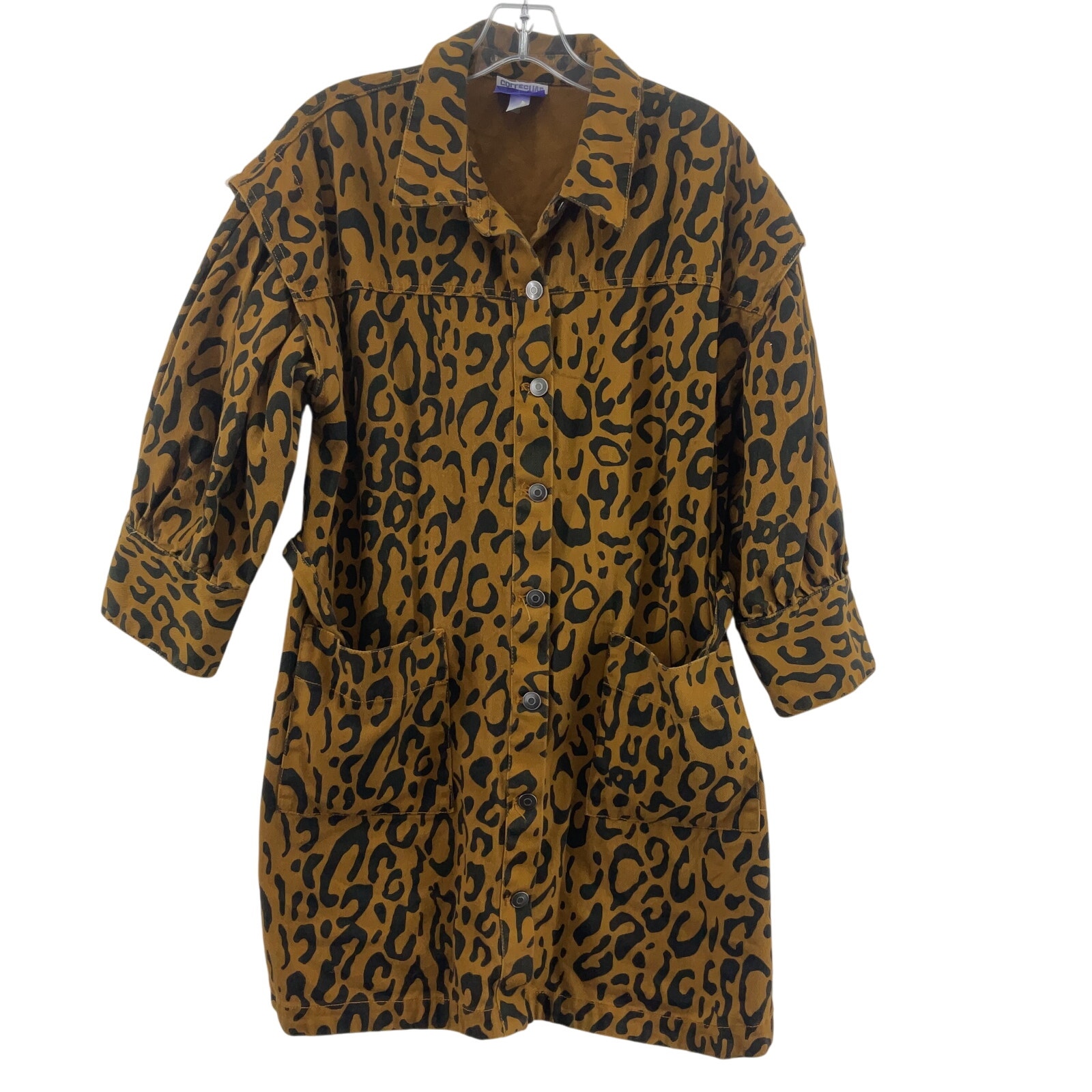 Future Collective x Kahlana Brown & Black Cheetah Print Women Jacket Size 10