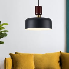 TeHenoo Modern Pendant Light,Natural Wood and Brass Accent,Adjustable , Black