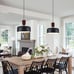 TeHenoo Modern Pendant Light,Natural Wood and Brass Accent,Adjustable , Black