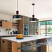 TeHenoo Modern Pendant Light,Natural Wood and Brass Accent,Adjustable , Black