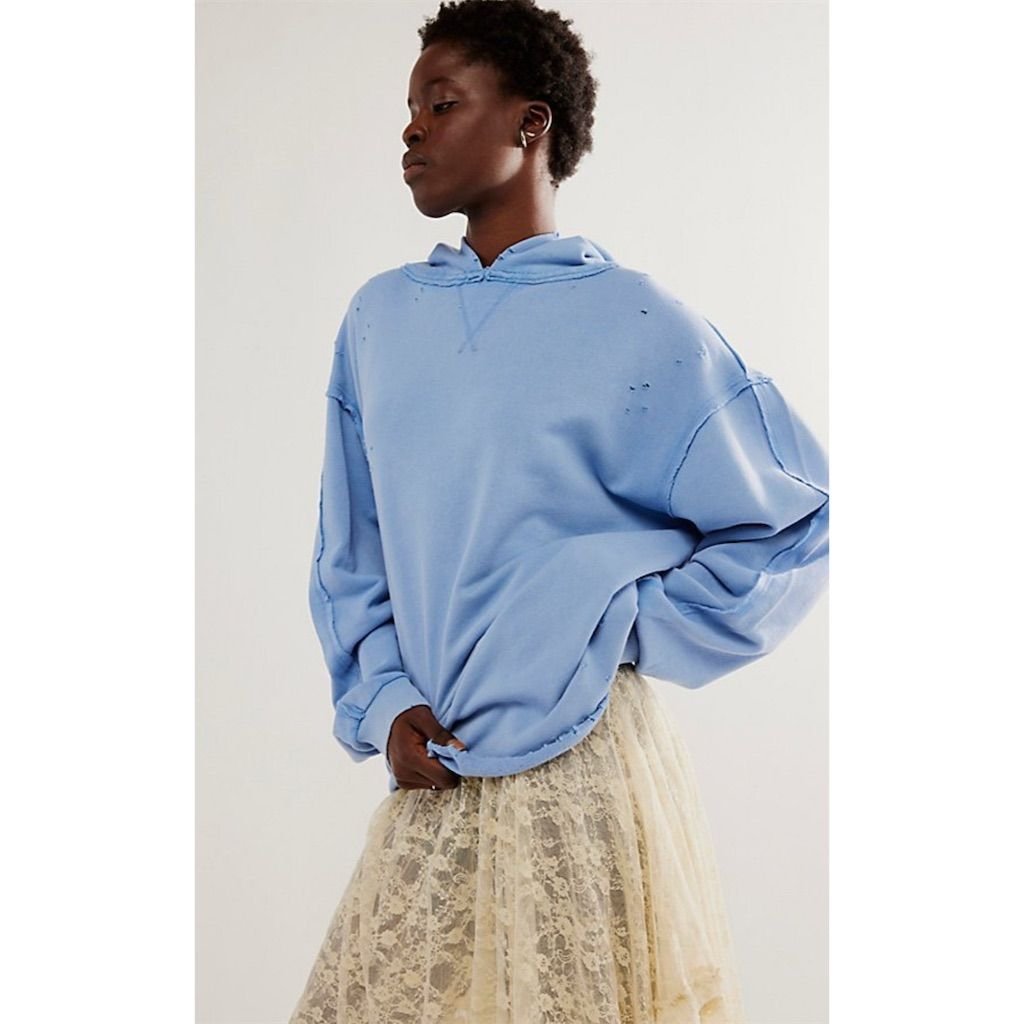NWT Free People Distressed Everyday Hoodie XS Oversized 168