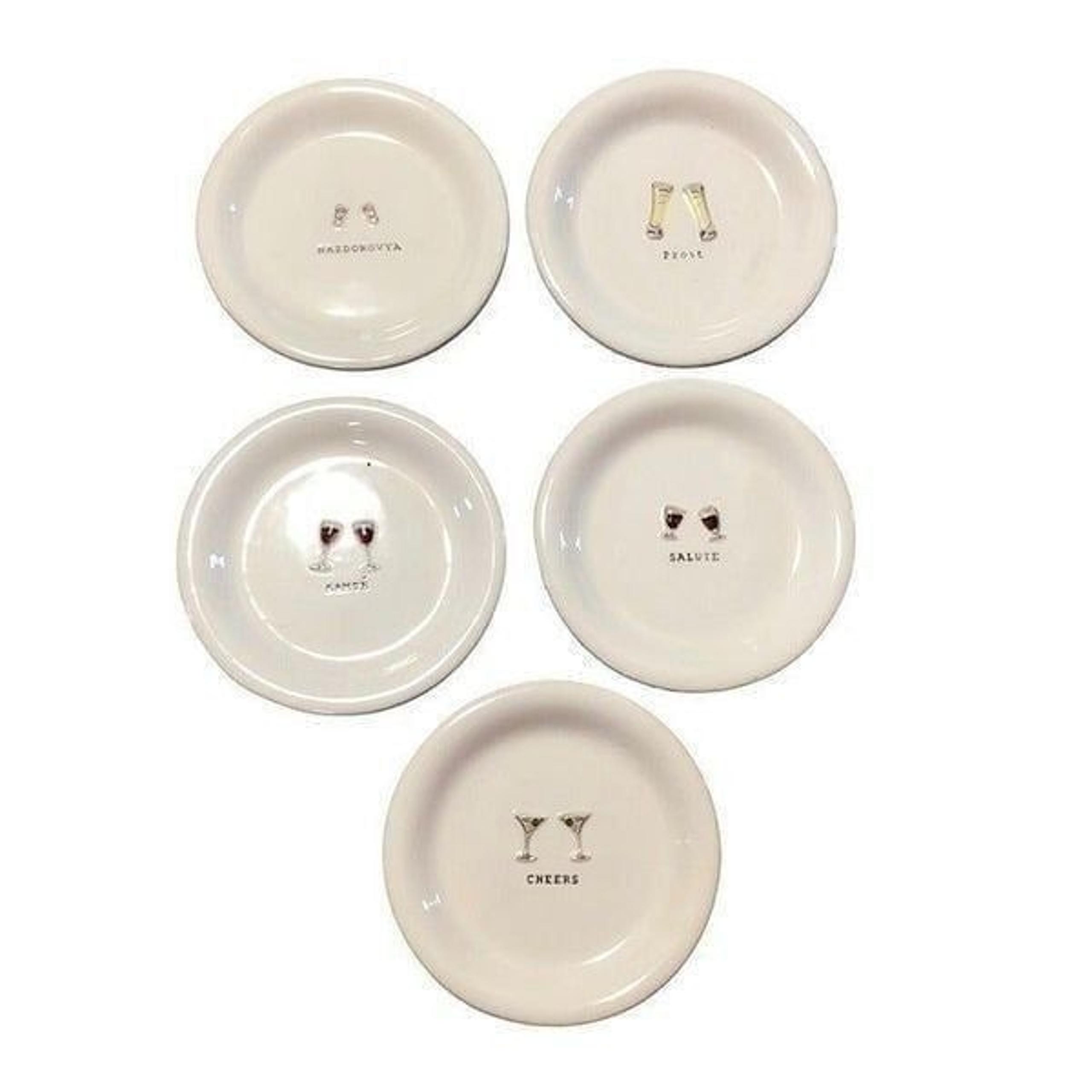 WILLIAMS-SONOMA Cheers Series Appetizer Plates 6" Set of 5