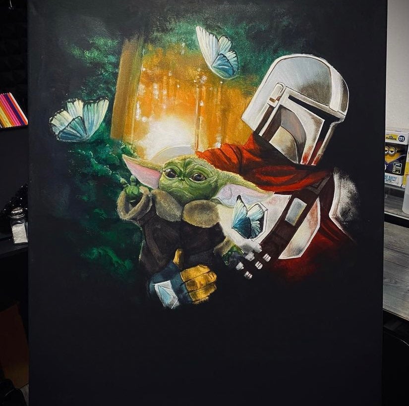 Starwars painting mandalorian marvel