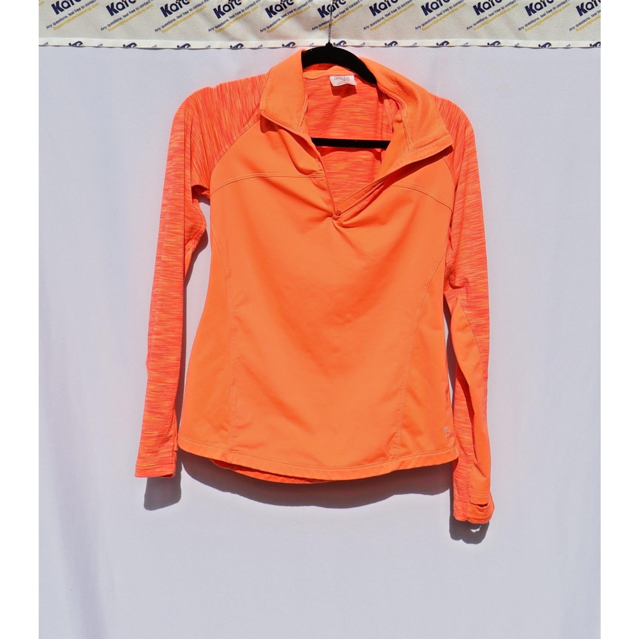 DanSkin Now Size S 4-6 Orange Dry More Athletic Women LongSleeve Top Sports Gym