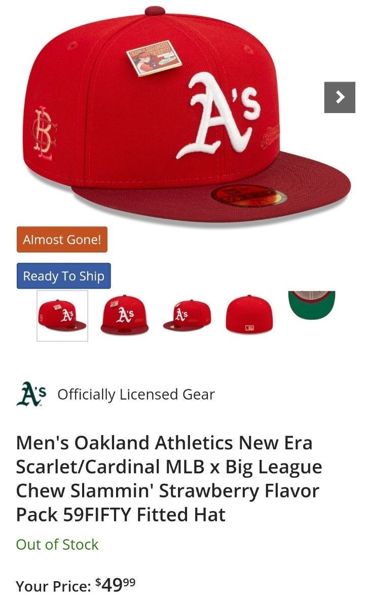 New Era MLB x Big League Chew Slammin' Strawberry oakland A's fitted hat