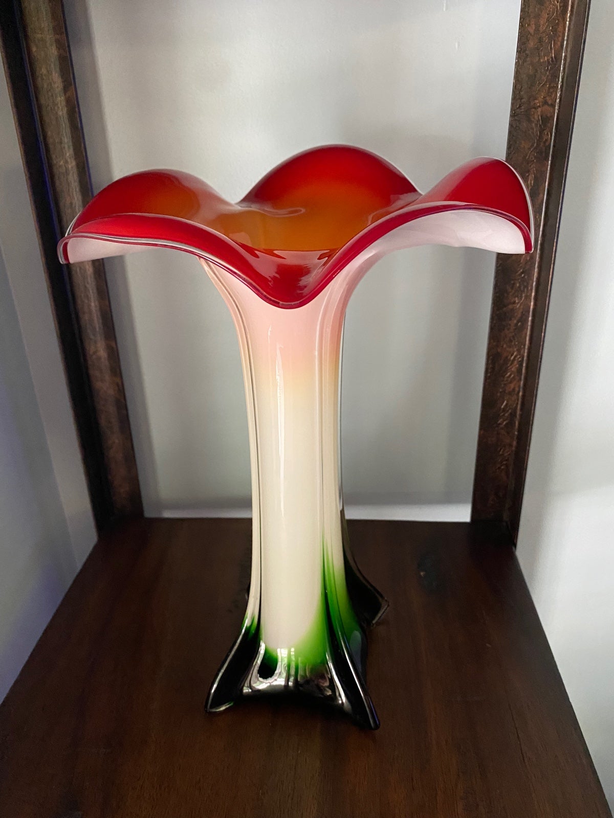 Vintage 1960's Jack-In-Pulpit Red Murano Vase