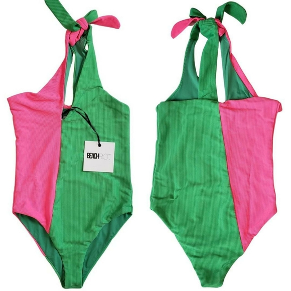 Beach Riot Nia Asymmetric One-Piece Swimsuit XS Keyhole Moderate Seat Coverage