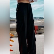 NWT. Zara Black Satin Effect High-Waist Cargo Trousers. Size M.