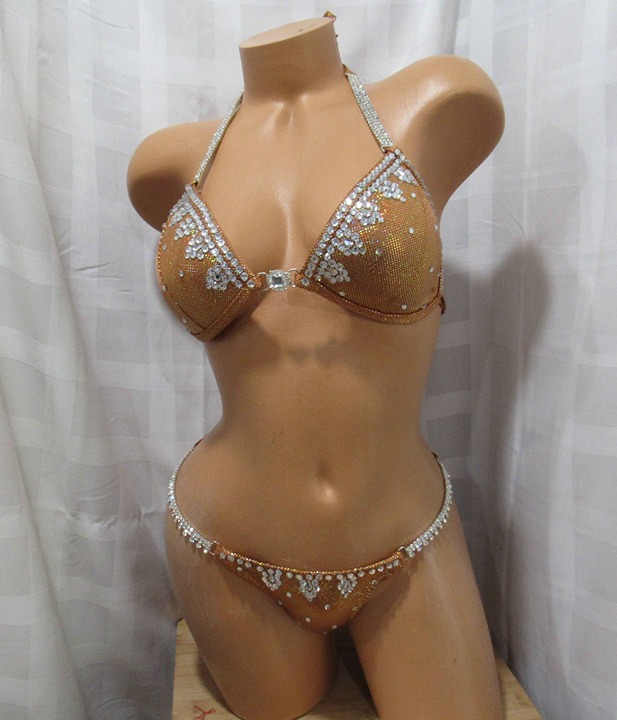 NPC COMPETITION BIKINI POSING SUIT COPPER HOLOGRAM brand new