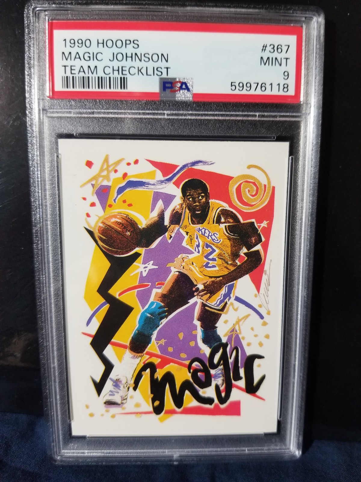 Magic Johnson 1990 nba hoops lakers basketball psa 9