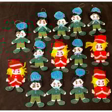 14 Vintage Adorable Christmas Ornaments 6” Handmade Girl & Boy Elves Japan -5k