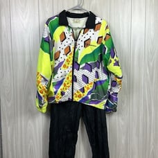 Sergio Tacchini Womens Track Suit Set 10 Multi Color 80s Korea Vintage Bright
