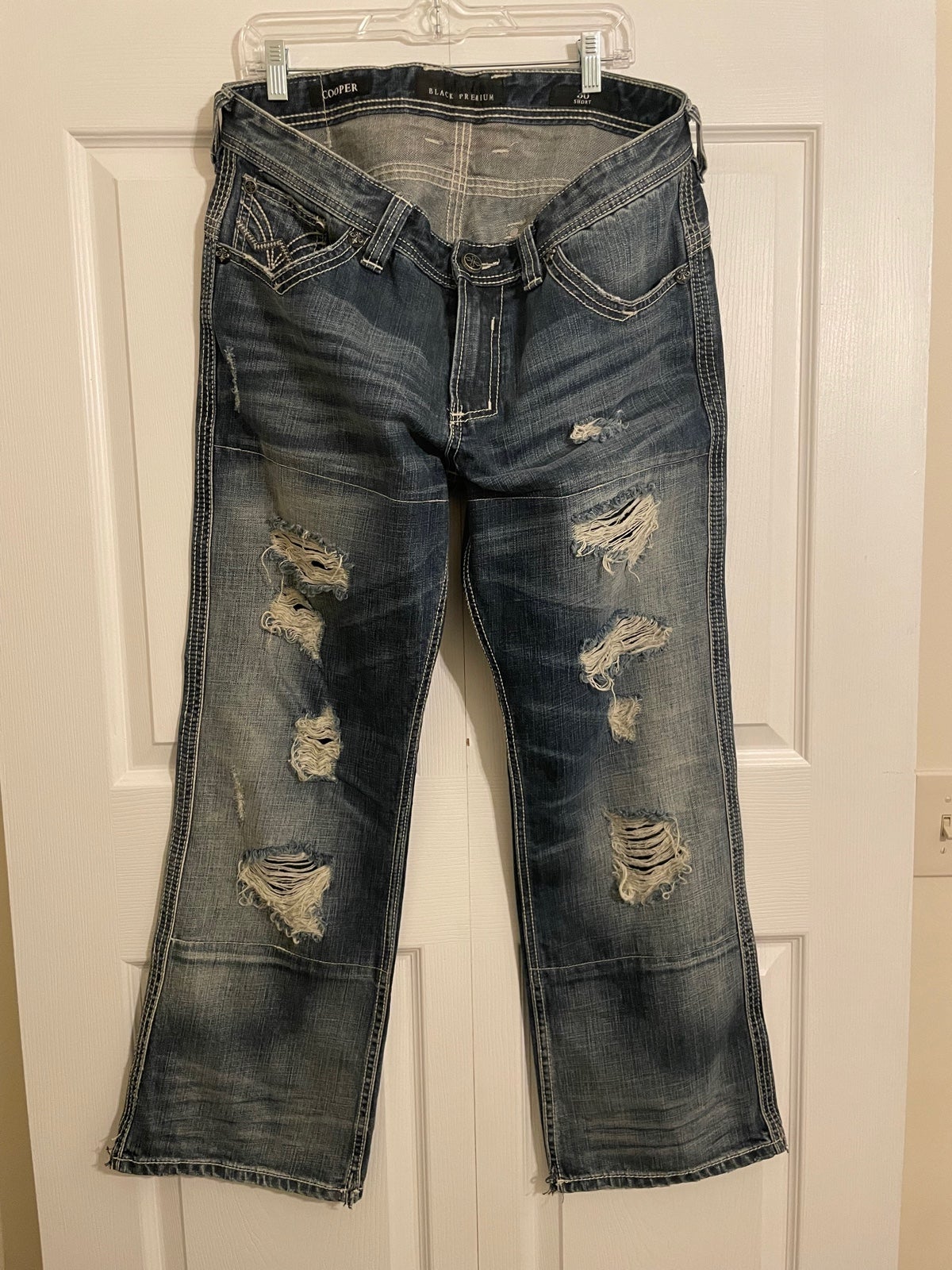 Mens Affliction black premium Cooper Boot Distressed Jeans Size 36