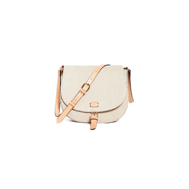Frances Valentine Ellen Small Flap Saddle Bag ~ Beige Nubuck