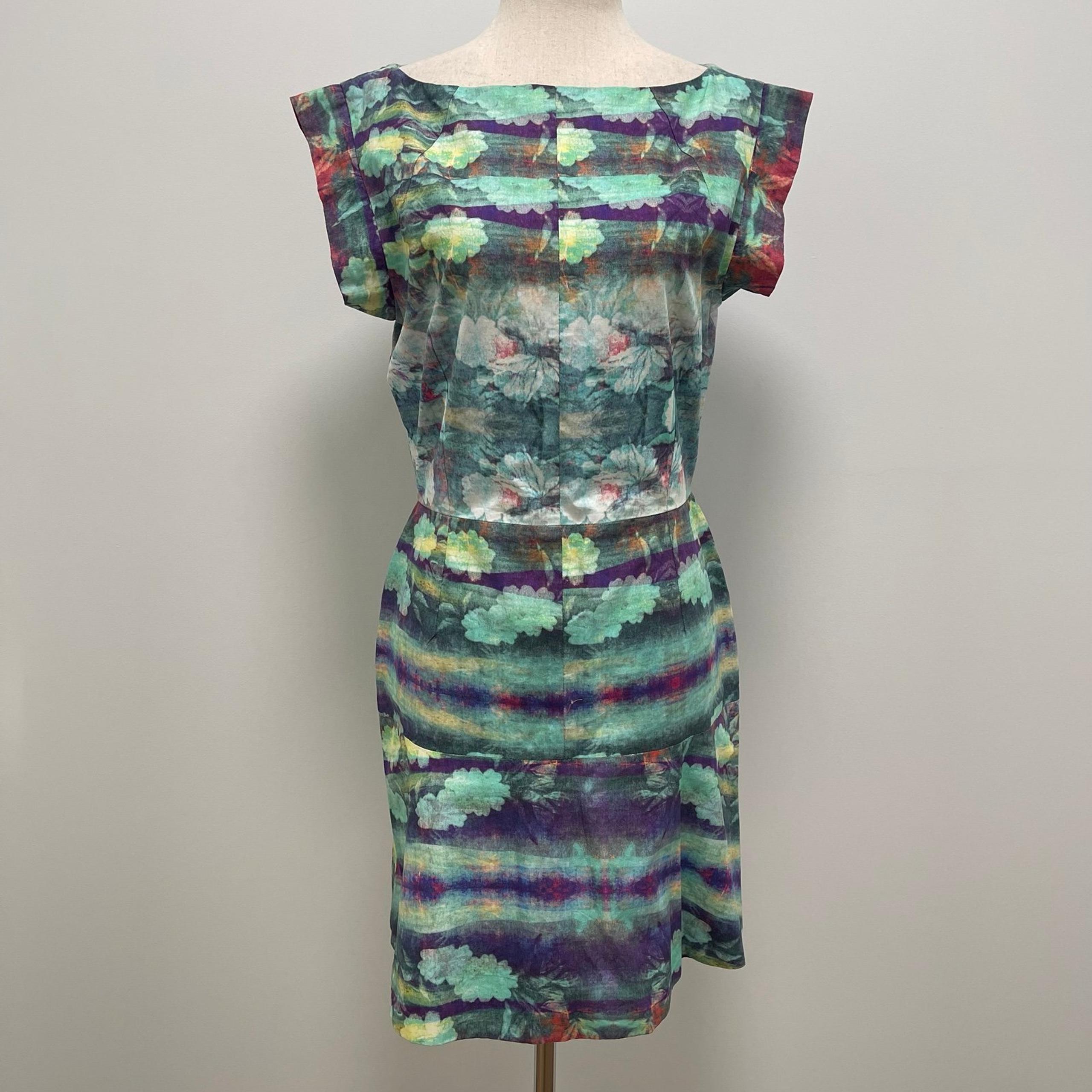 Reiss Otto A-Line Shift Floral Tie Dye Dress Size Small