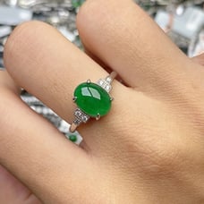 Green emerald jade ring from origin crude adjustable size