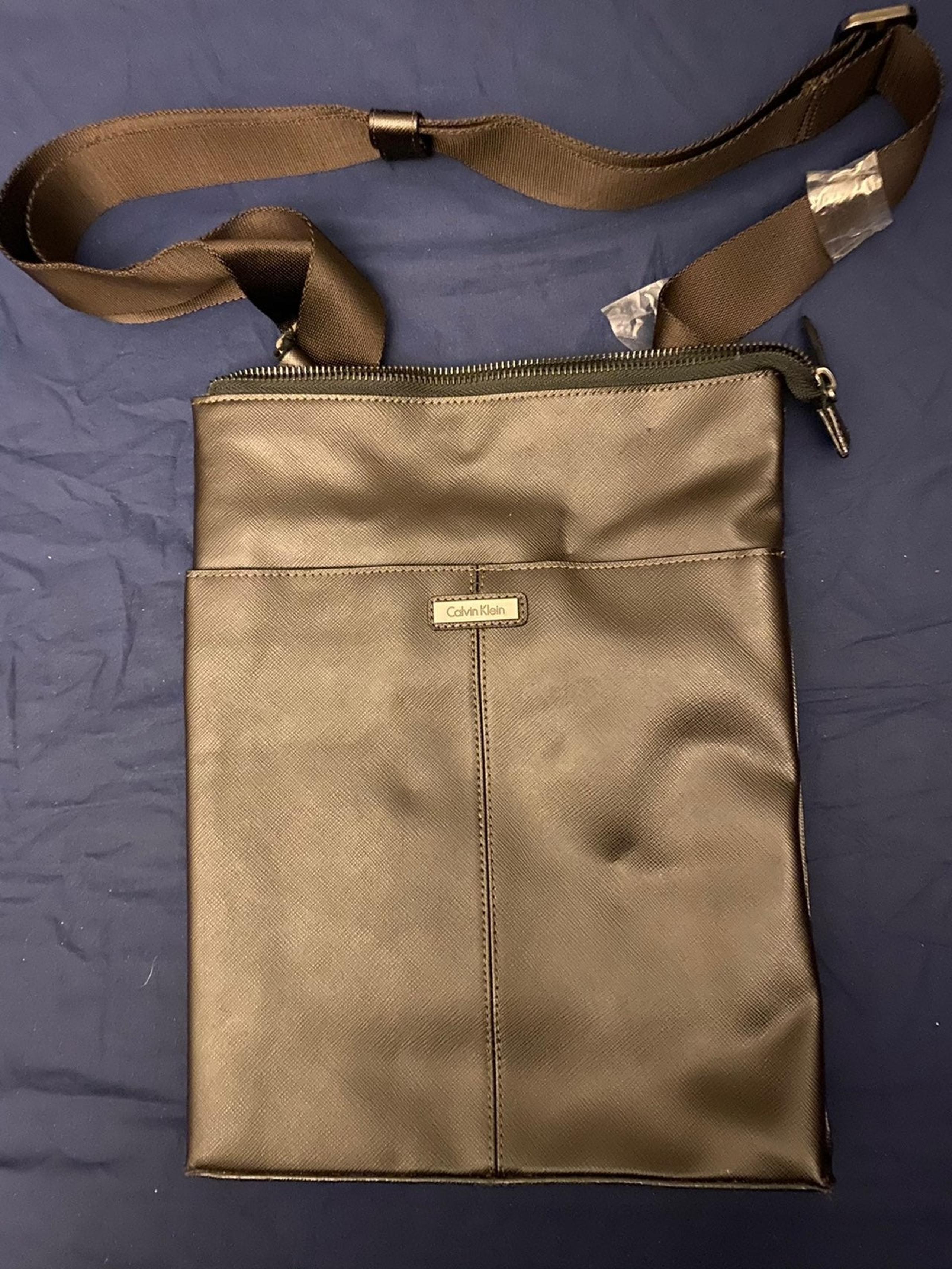 Calvin Klein Mens Brown Leather Bag