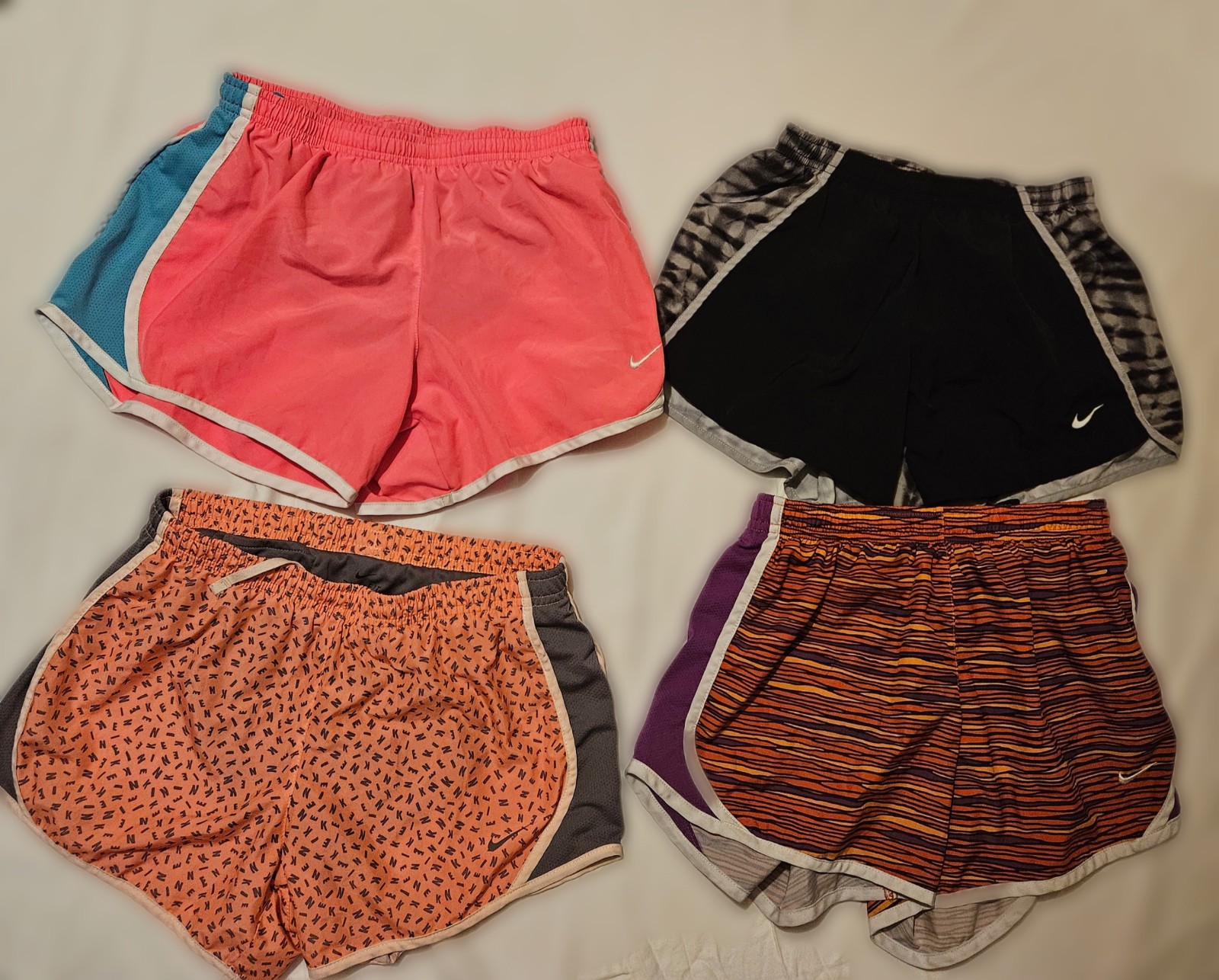 4 pairs Nike girl athletic shorts Large 10 12 spring summer gym euc