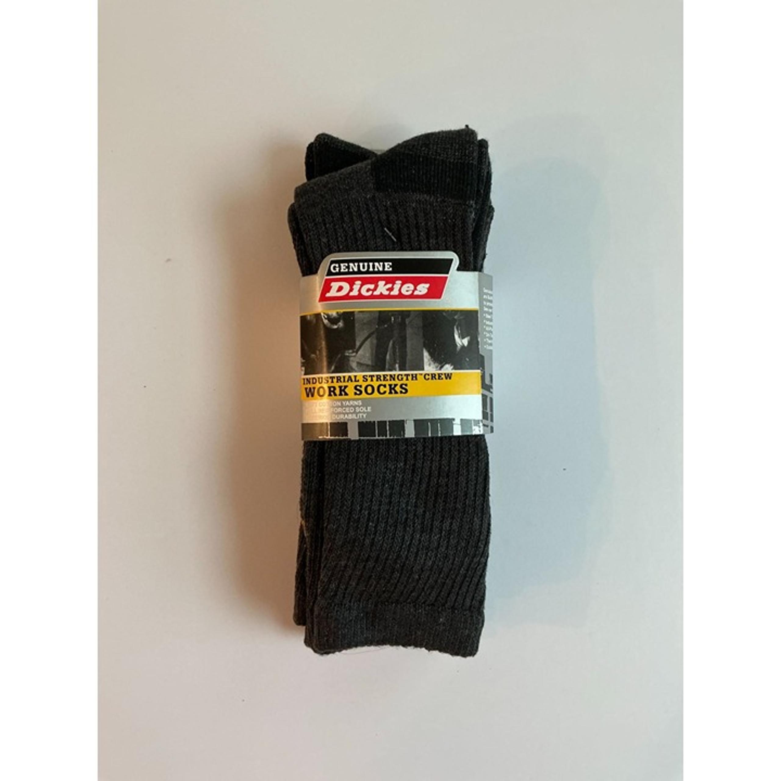 Genuine Dickies Industrial Strength Crew Work Socks – Black, Cushioned Foot