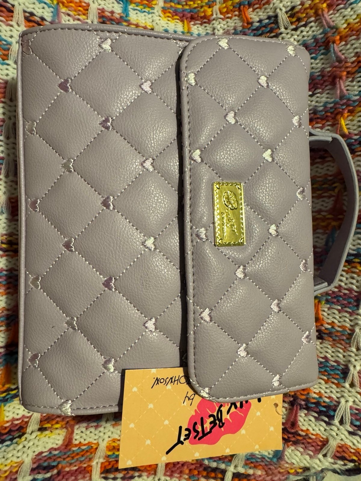 Betsey Johnson Lavender Quilted Hearts Crossbody