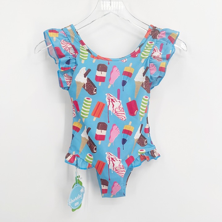 Boardies Girls Size 4 - 5 Ruffle Swimsuit Ice Cream Print