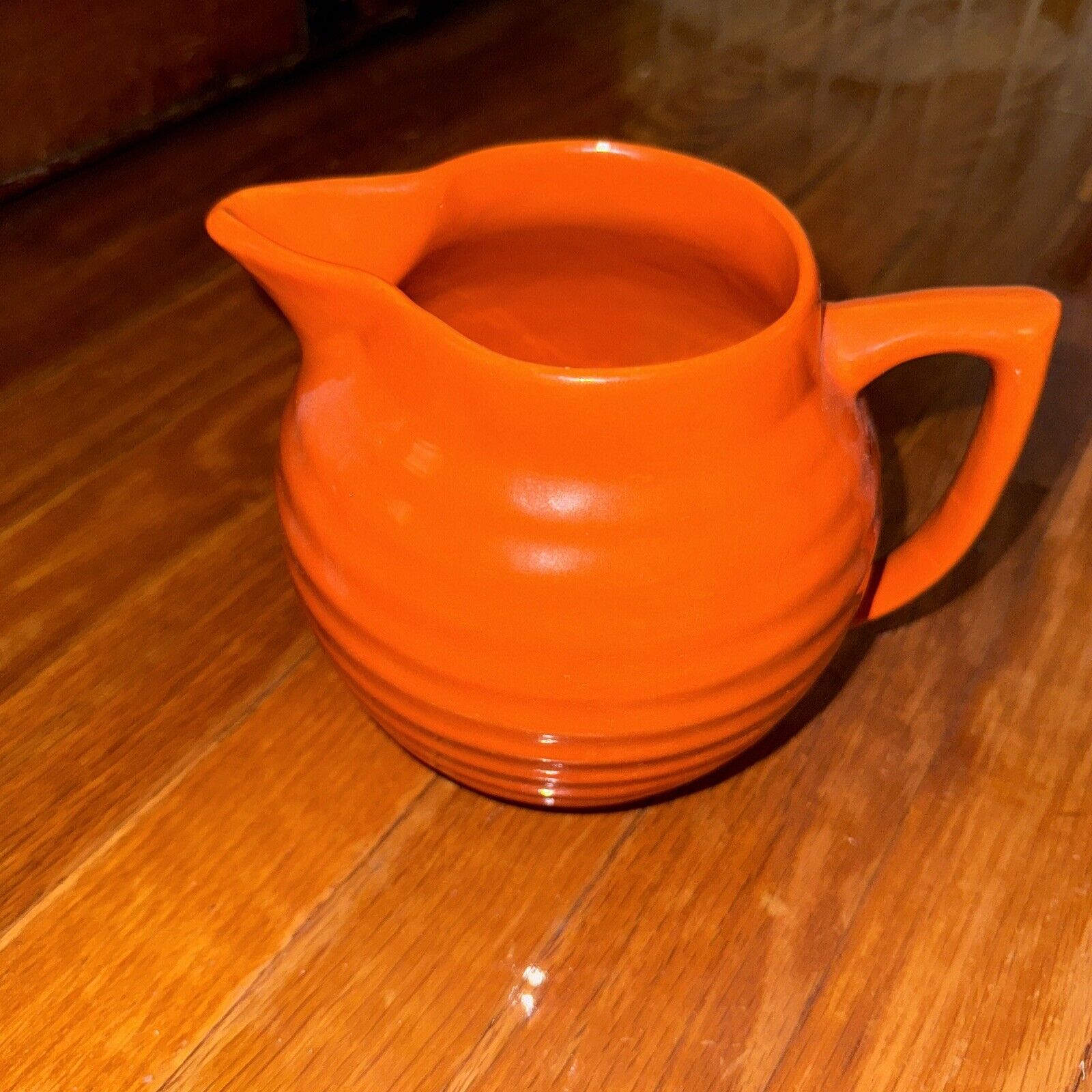 Vintage Orange Bauer Ringware Ringed Ribbed Beehive Pitcher 6 In Tall California