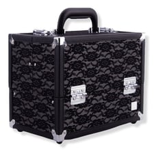 Caboodles Make Me Over 4 Tray Train Case Cosmetic Storage & Organizer Black Lace