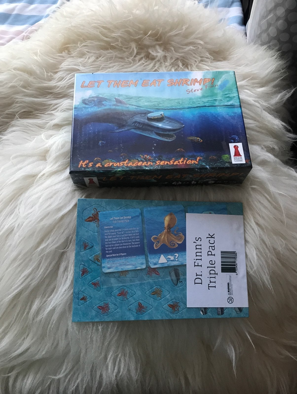 Dr. Finn Let Them Eat Shrimp Pack NWT Board Game Card Game Biblios