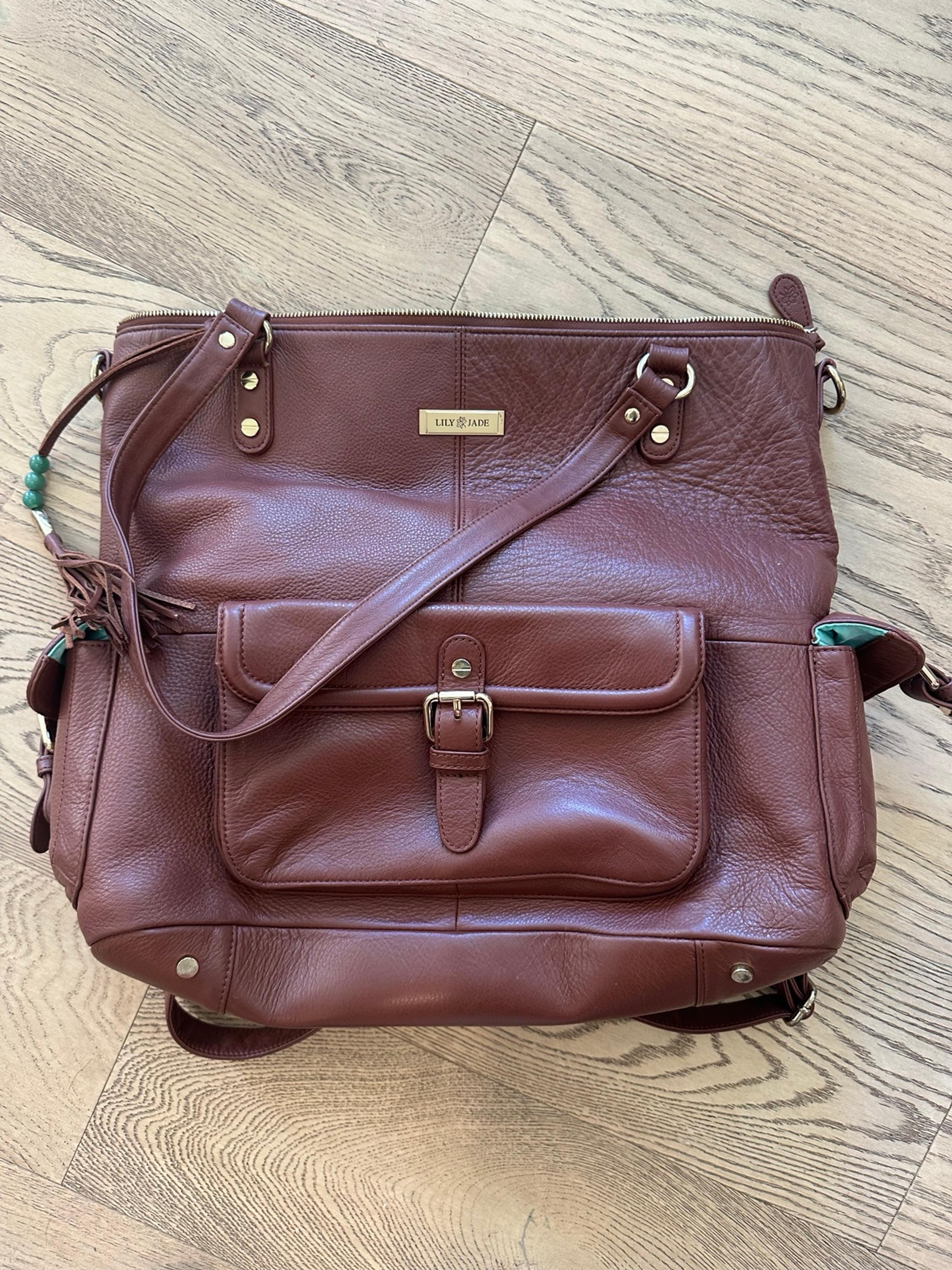 Lily Jade Meggan convertible, tote, diaper bag backpack Brandy/Gold