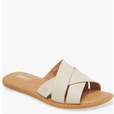 Born Ilana Leather Slide Sandal, Cushioned Padded, White Cream, Size 8, NWT