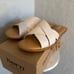 Born Ilana Leather Slide Sandal, Cushioned Padded, White Cream, Size 8, NWT