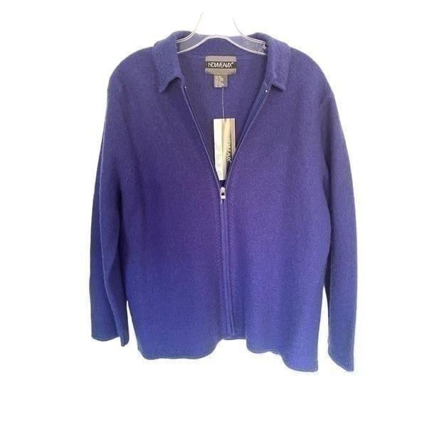 Nouveaux 100% Wool Purple Full Zip Cardigan Sz Xl NWT
