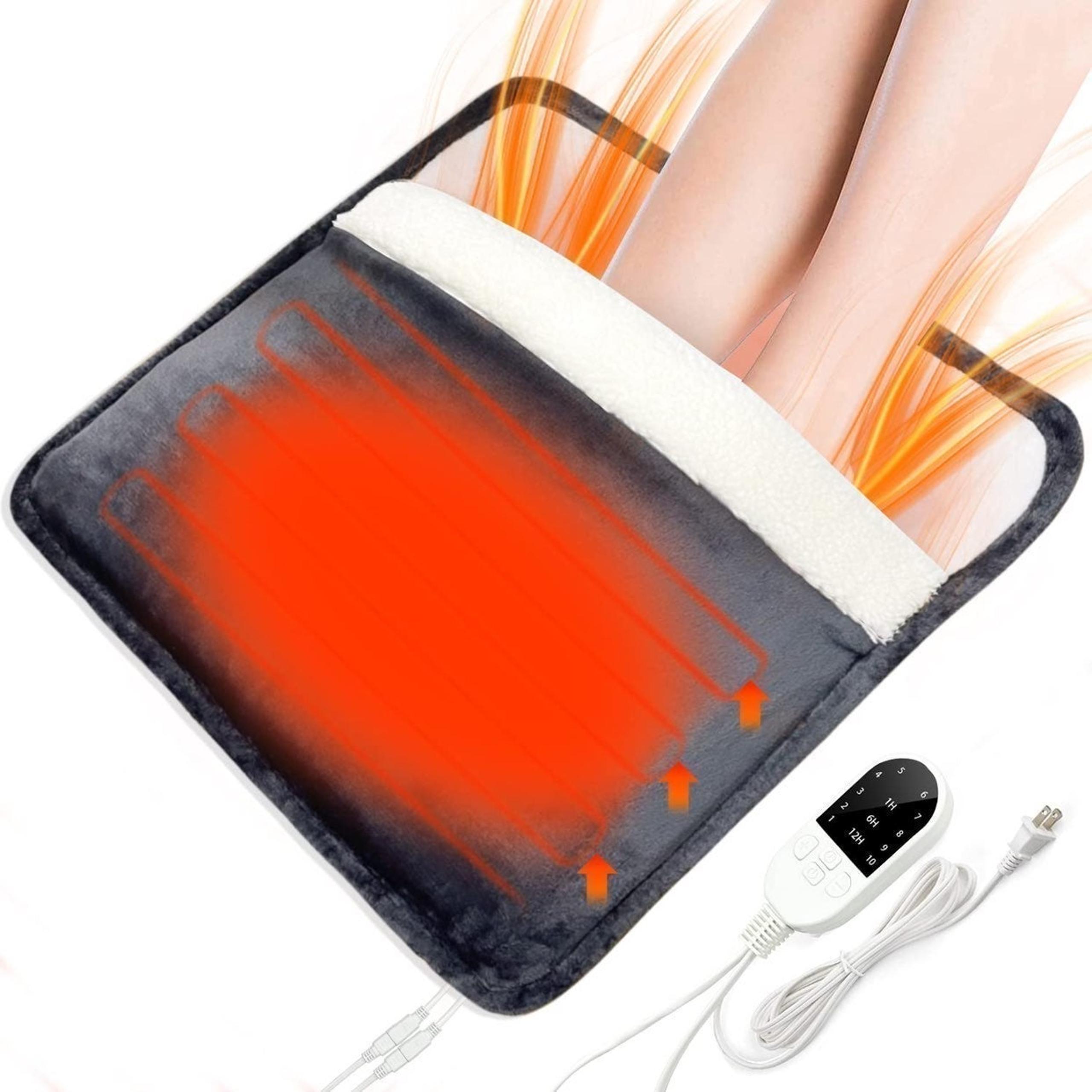 Electric Heated Foot Warmers Cold Feet Heating Pad - Brown