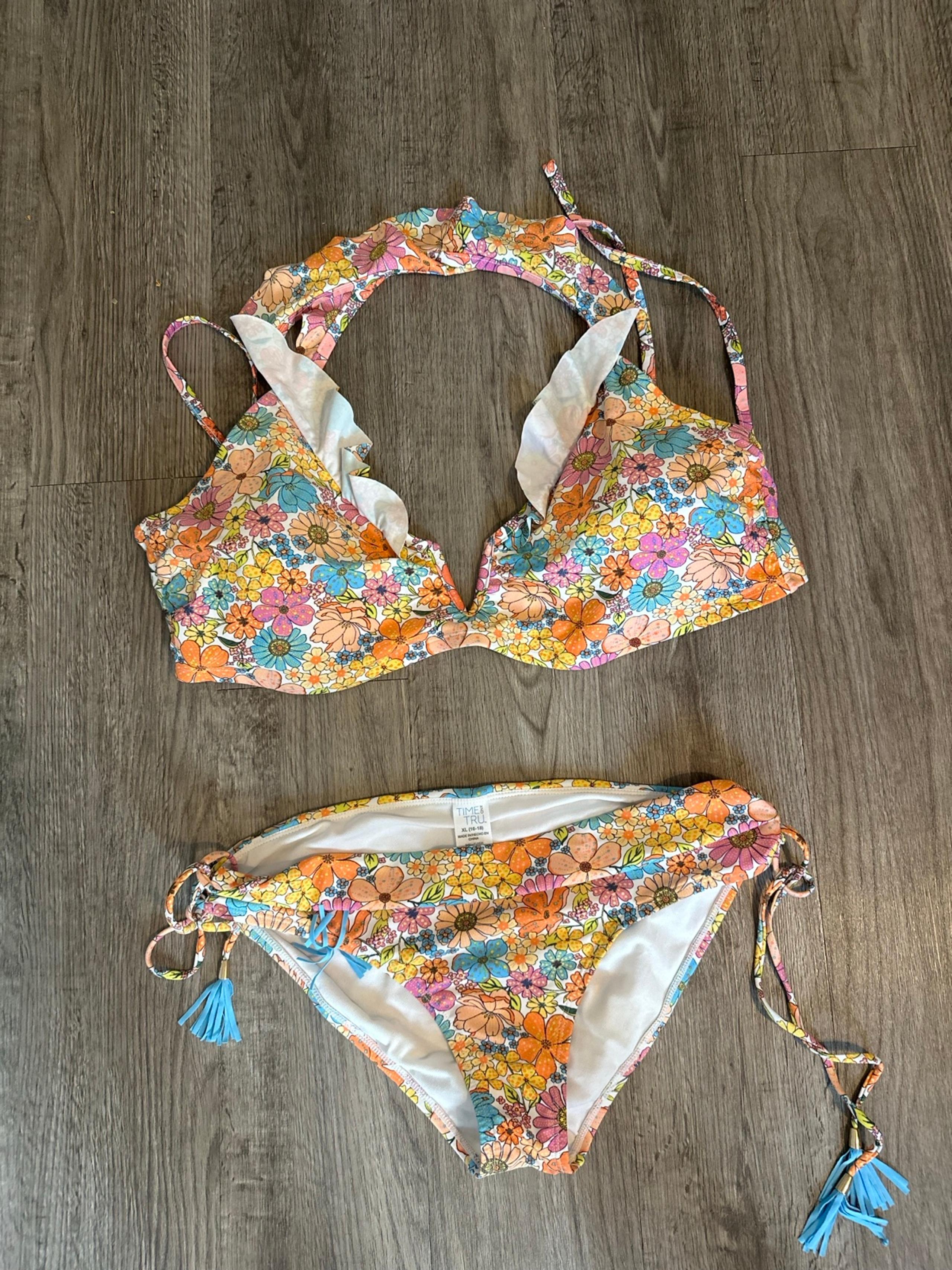 TIME AND TRU WOMEN CASUAL LOUNGE BIKINI TWO PIECE POOL BEACH XL