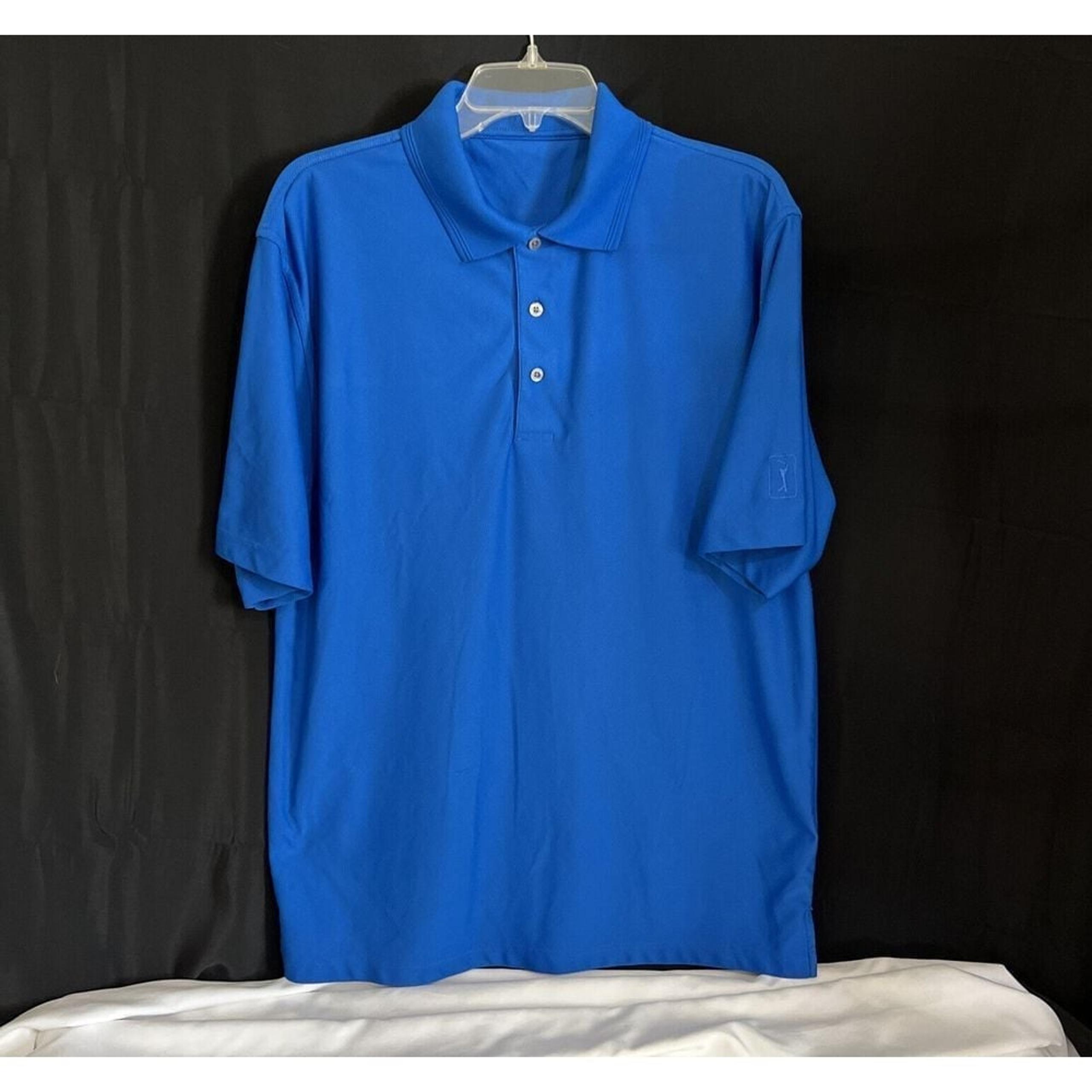 Champions Tour Golf Polo Shirt Royal Blue Short Sleeve Polyester Collared-Medium