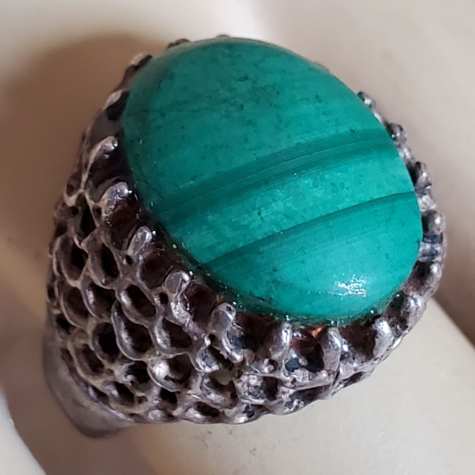 Old Vintage Green Blue Stone Ring