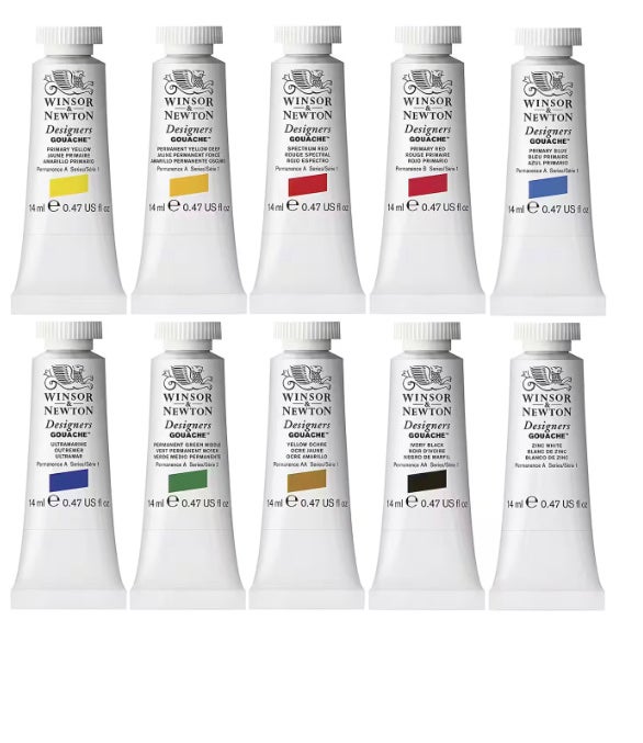 2 Winsor & Newton Designers Gouache Primary Sets